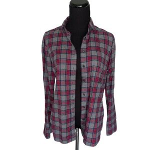 J. Crew 100% cotton Red and Gray Plaid Shirt
